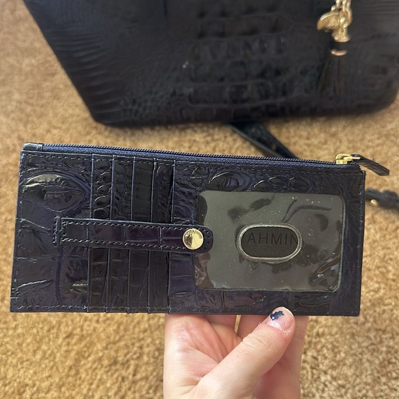 Brand New Brahmin Navy Blue Croc Embossed Tote Bag & Credit Card Wallet (NWT)💙 - Picture 3 of 7